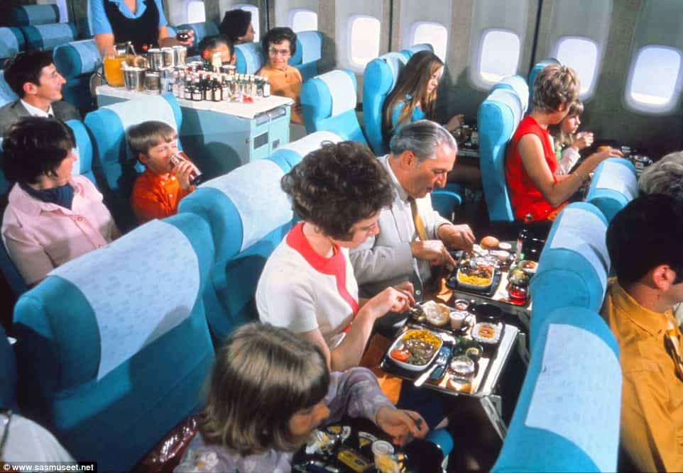 Image result for food on airplane in 1960