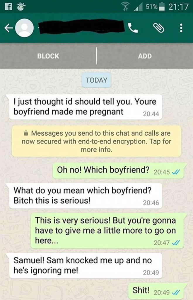 cheating pregnant text trolled
