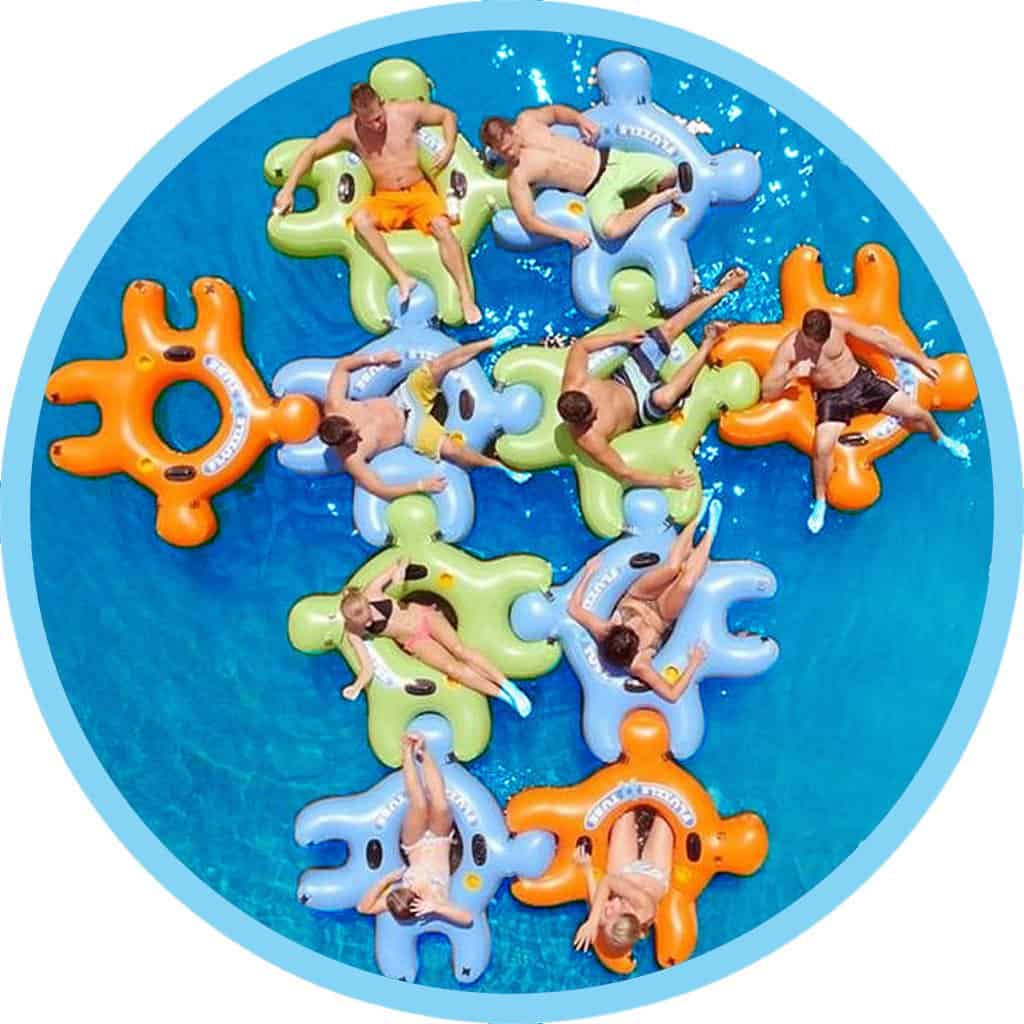$30 Puzzle Piece Shaped Interlocking Pool/River Floats Are Perfect For