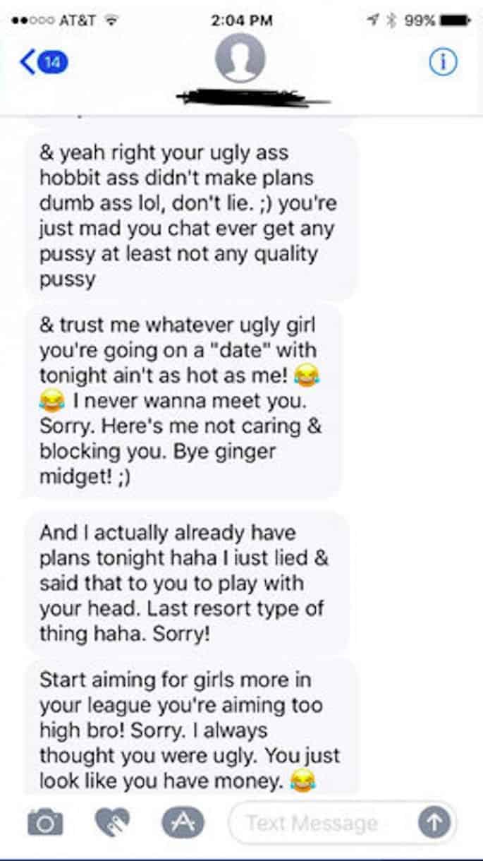 tinder date crazy text message rant