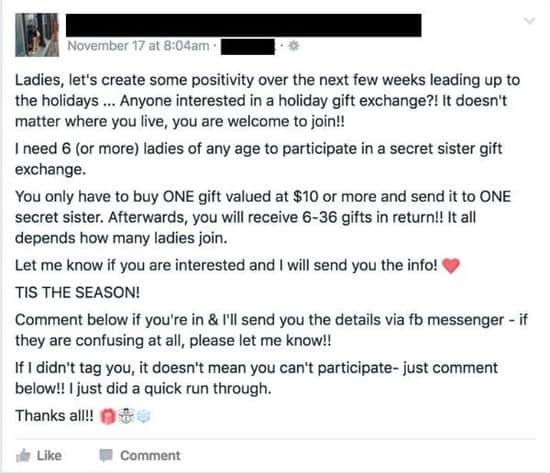 gift exchange scam