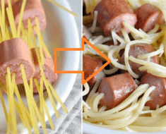 Threaded Spaghetti Hot Dog Bites Recipe